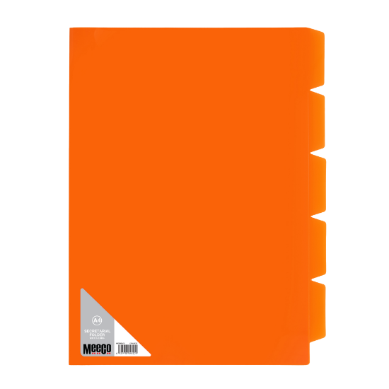 Picture of Meeco A4 5 Tab Secretarial Folder Orange Pkt-5