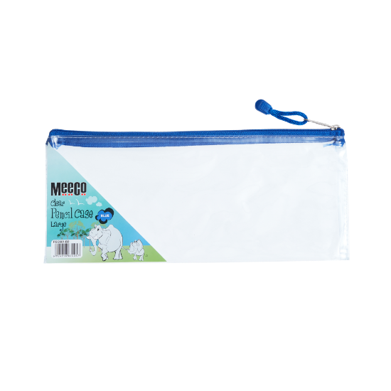 Picture of Meeco PVC Clear Pencil Bag Large Blue Zip 340mm x