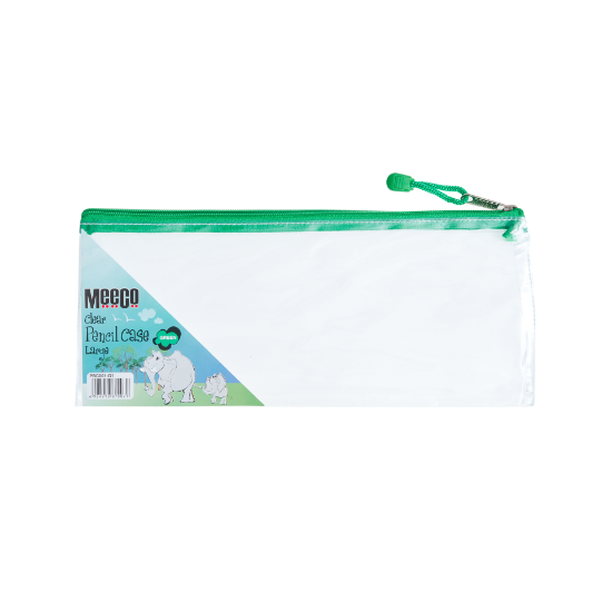 Picture of Meeco PVC Clear Pencil Bag Large Green Zip 340mm x