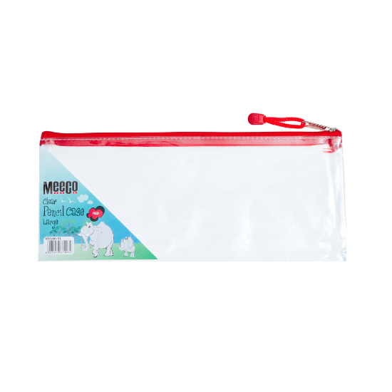 Picture of Meeco PVC Clear Pencil Bag Large Red Zip 340mm x 1