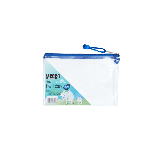 Picture of Meeco PVC Clear Pencil Bag Small Blue Zip 210mm x