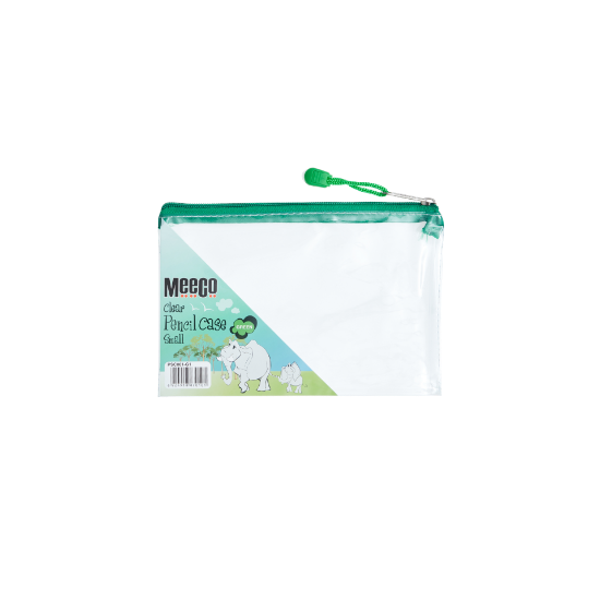 Picture of Meeco PVC Clear Pencil Bag Small Green Zip 210mm x