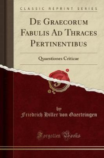 Picture of de Graecorum Fabulis Ad Thraces Pertinentibus Quae