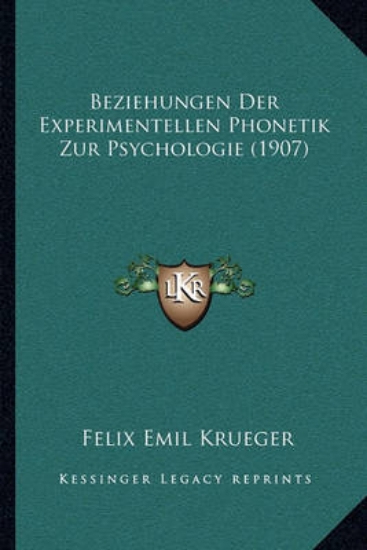 Picture of Beziehungen Der Experimentellen Phonetik Zur Psych