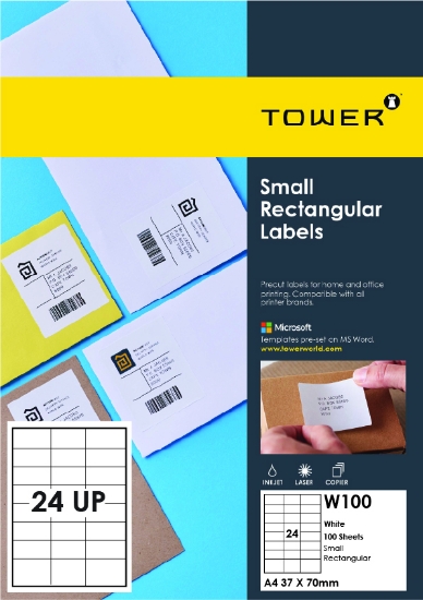 Picture of Tower Inkjet Laser Labels A4 37x70 White 100's
