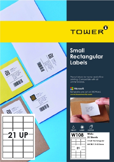 Picture of Tower A4 Inkjet-Laser Labels W108 25's